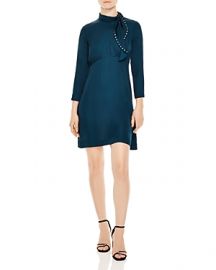 Sandro Embellished Tie Neck Dress at Bloomingdales